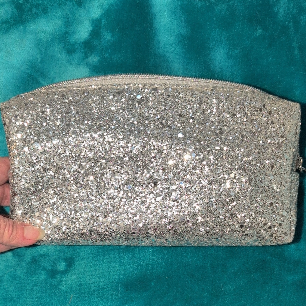 Silver Glitter Cosmetics Bag
